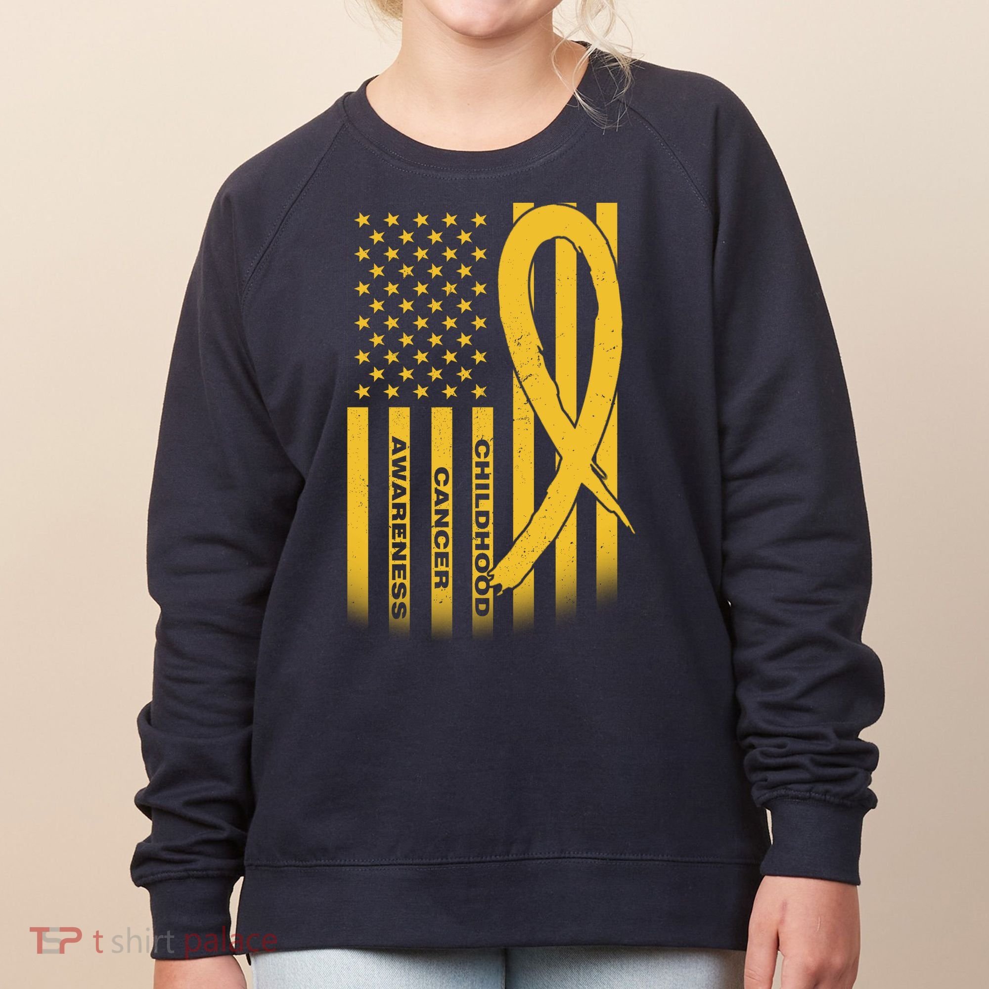 Childhood Cancer Awareness US Flag Women's Sweatshirt