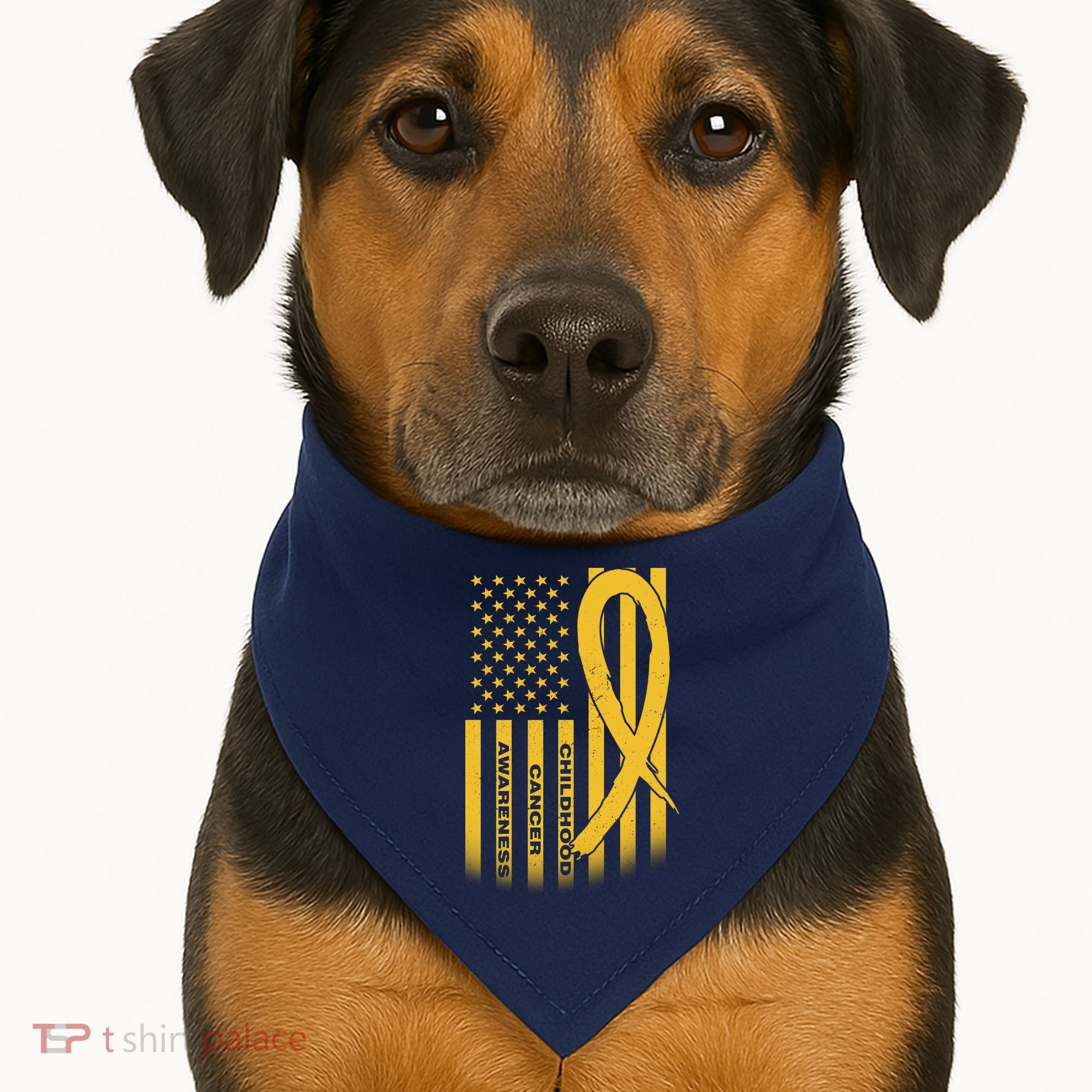 Childhood Cancer Awareness US Flag USA-Made Doggie Bandana