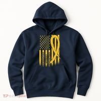 Childhood Cancer Awareness US Flag Hoodie thumb 0