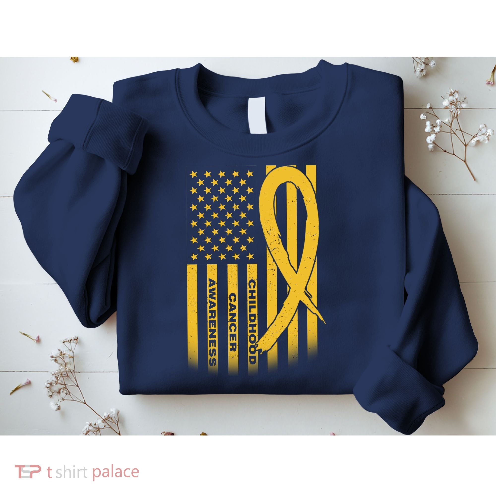 Childhood Cancer Awareness US Flag Sweatshirt
