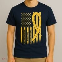 Childhood Cancer Awareness US Flag T-Shirt thumb 3