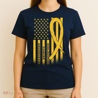 Childhood Cancer Awareness US Flag T-Shirt thumb 4