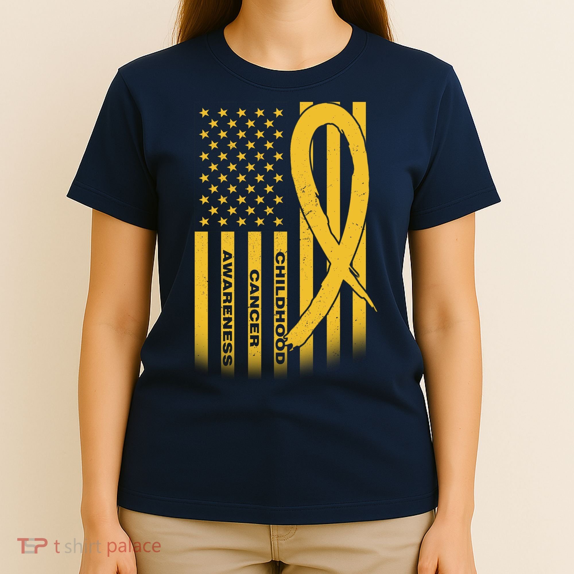 Childhood Cancer Awareness US Flag T-Shirt