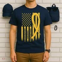 Childhood Cancer Awareness US Flag T-Shirt thumb 6