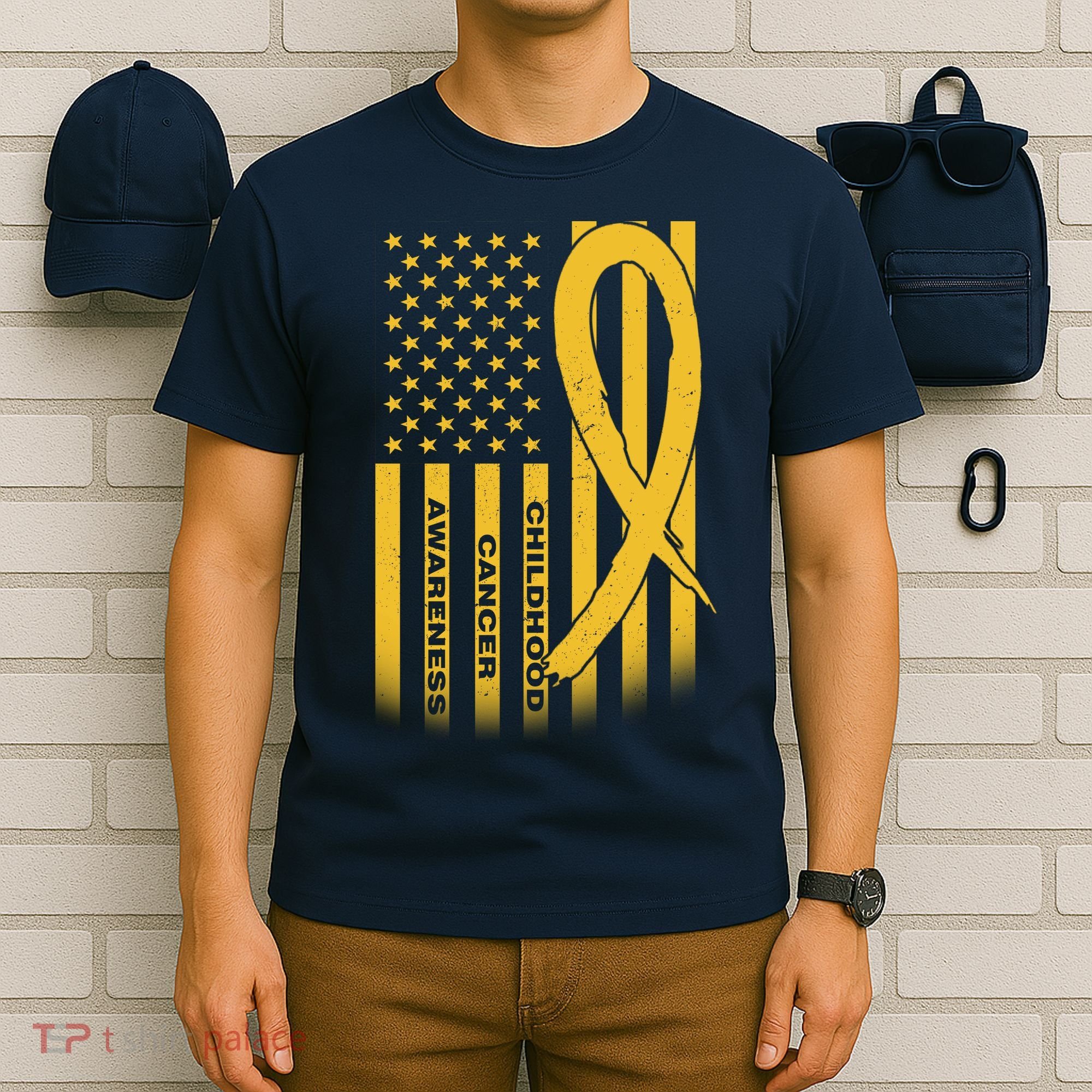 Childhood Cancer Awareness US Flag T-Shirt