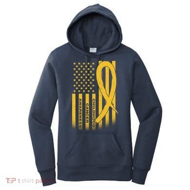 Childhood Cancer Awareness US Flag Women's Hoodie