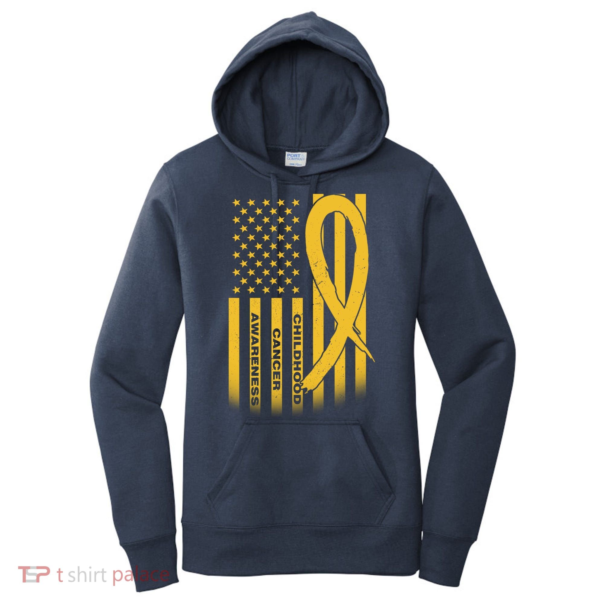 Childhood Cancer Awareness US Flag Women's Hoodie
