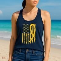 Childhood Cancer Awareness US Flag Women's Tank Top thumb 2