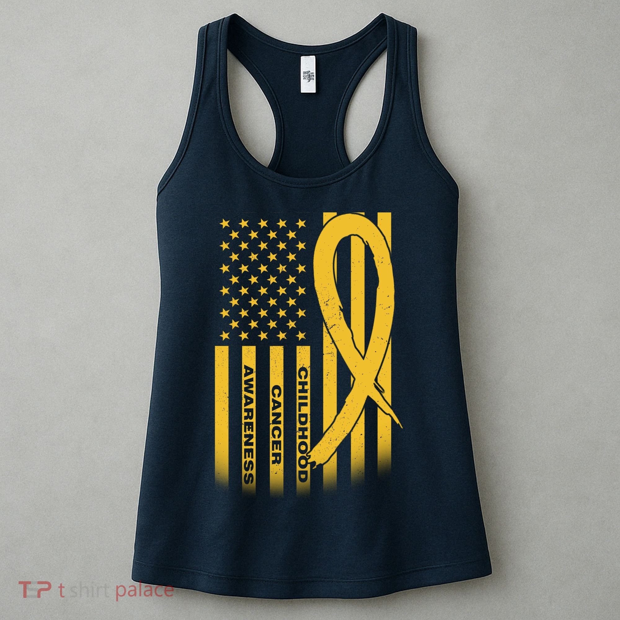 Childhood Cancer Awareness US Flag Women's Tank Top