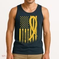 Childhood Cancer Awareness US Flag Tank Top thumb 3