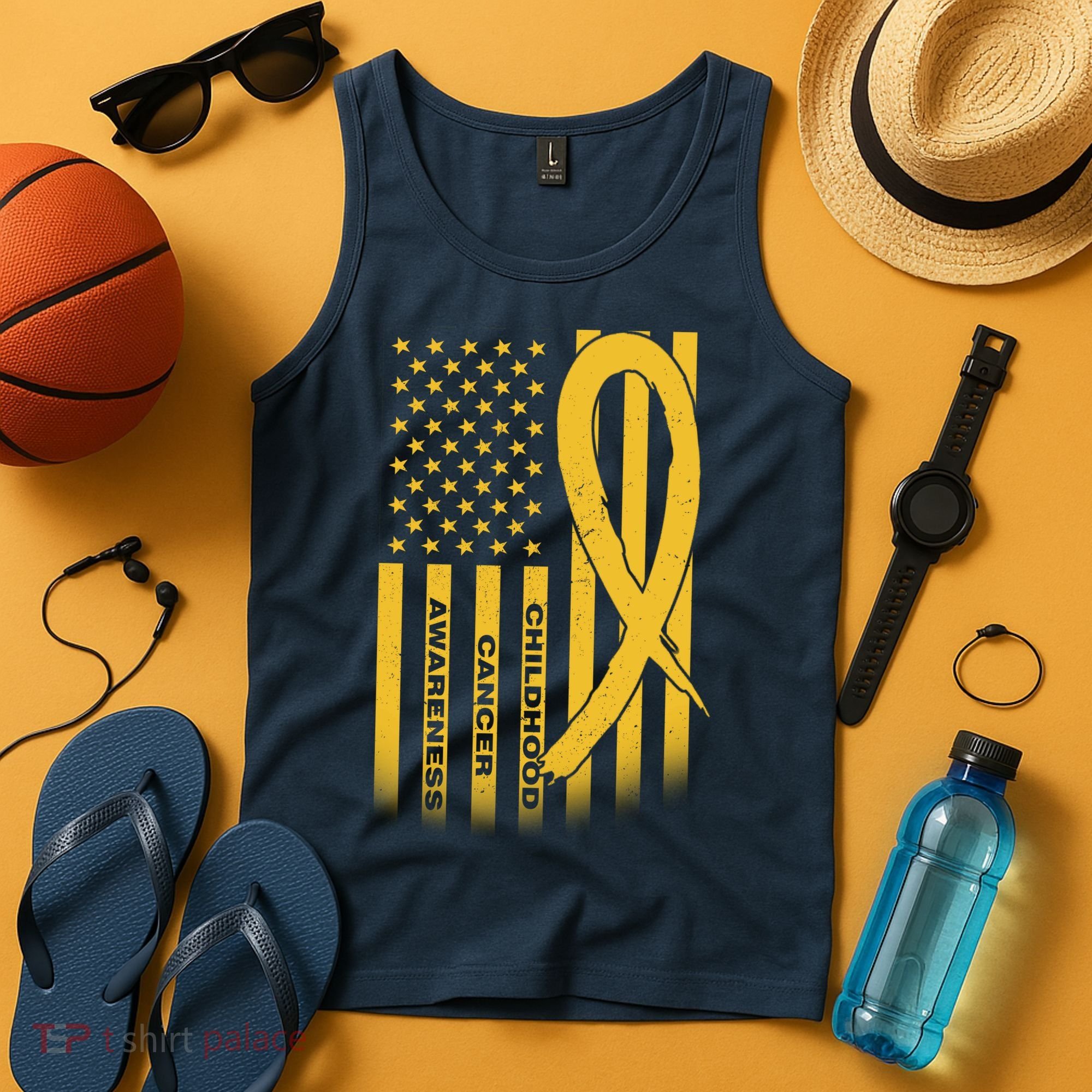 Childhood Cancer Awareness US Flag Tank Top