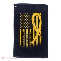 Childhood Cancer Awareness US Flag Golf Towel thumb 0