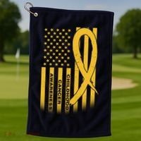 Childhood Cancer Awareness US Flag Golf Towel thumb 1