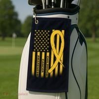 Childhood Cancer Awareness US Flag Golf Towel thumb 2