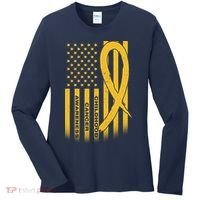 Childhood Cancer Awareness US Flag Women's Long Sleeve Shirt thumb 0