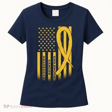Childhood Cancer Awareness US Flag Women's T-Shirt