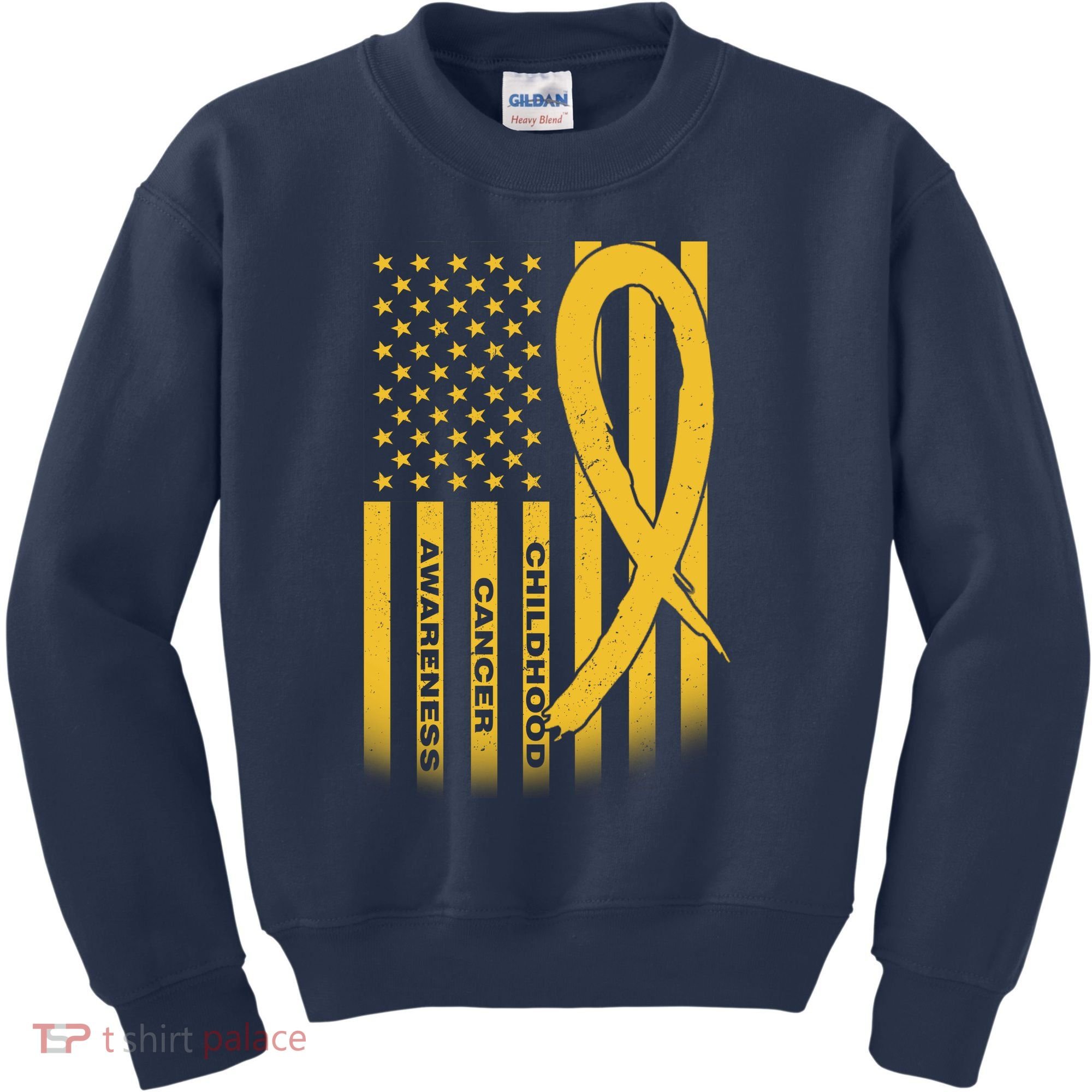 Childhood Cancer Awareness US Flag Kids Sweatshirt