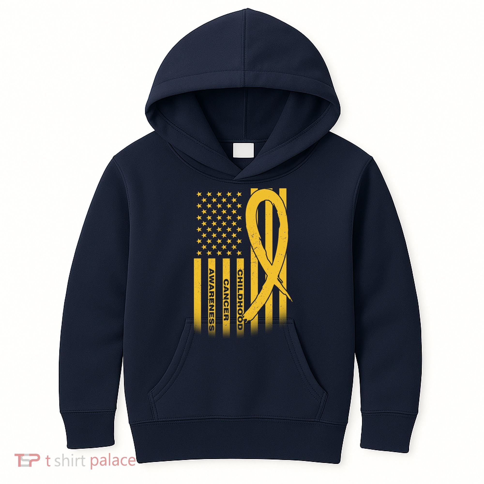 Childhood Cancer Awareness US Flag Kids Hoodie
