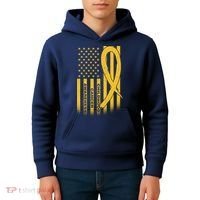 Childhood Cancer Awareness US Flag Kids Hoodie thumb 4
