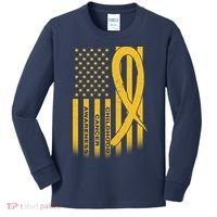 Childhood Cancer Awareness US Flag Kids Long Sleeve Shirt thumb 0