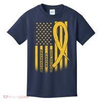 Childhood Cancer Awareness US Flag Kids T-Shirt thumb 0