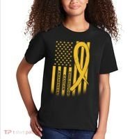 Childhood Cancer Awareness US Flag Kids T-Shirt thumb 2