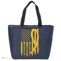 Childhood Cancer Awareness US Flag Tote Bag thumb 0