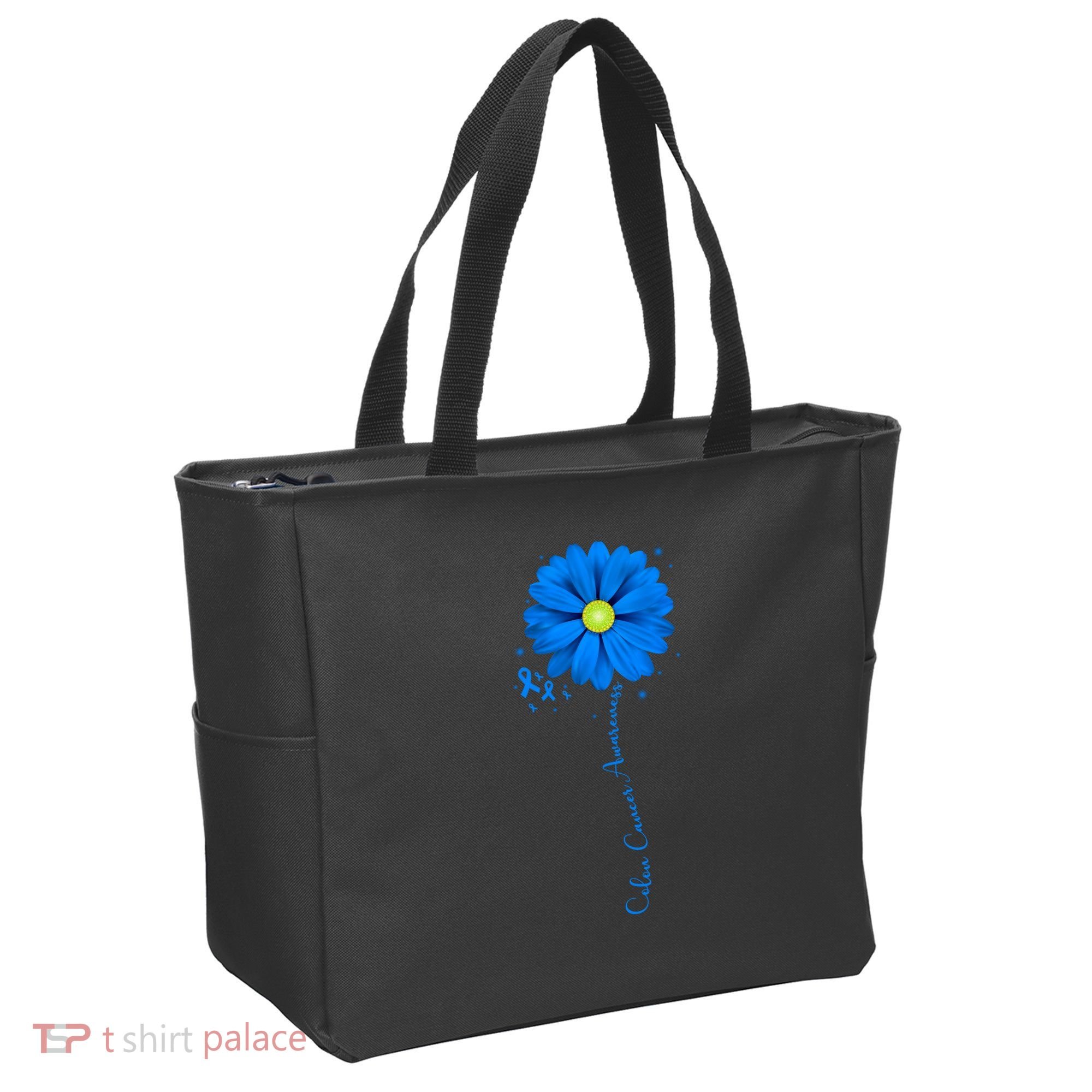 Colon Cancer Awareness Sunflower Ribbon Tote Bag