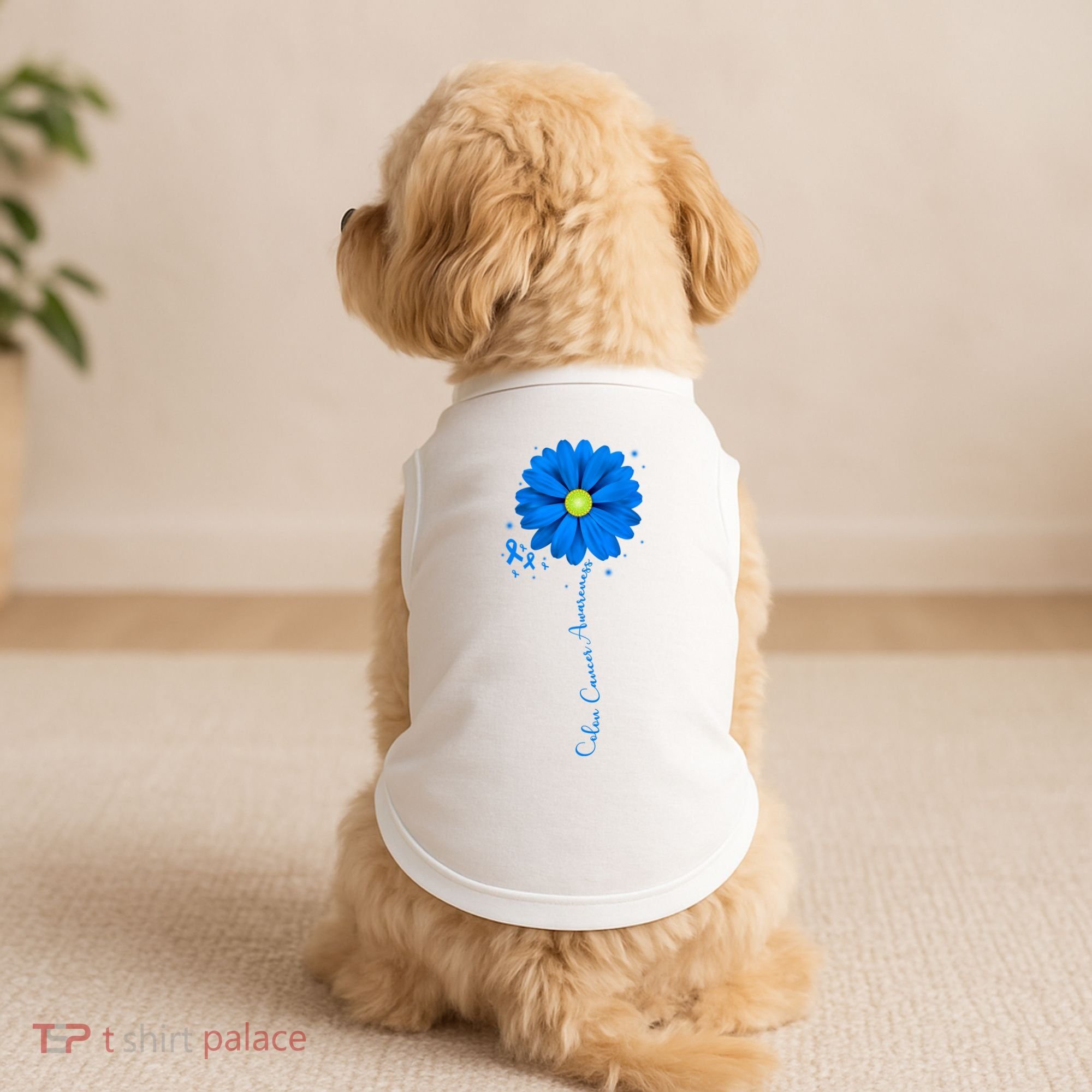 Colon Cancer Awareness Sunflower Ribbon Doggie Tank