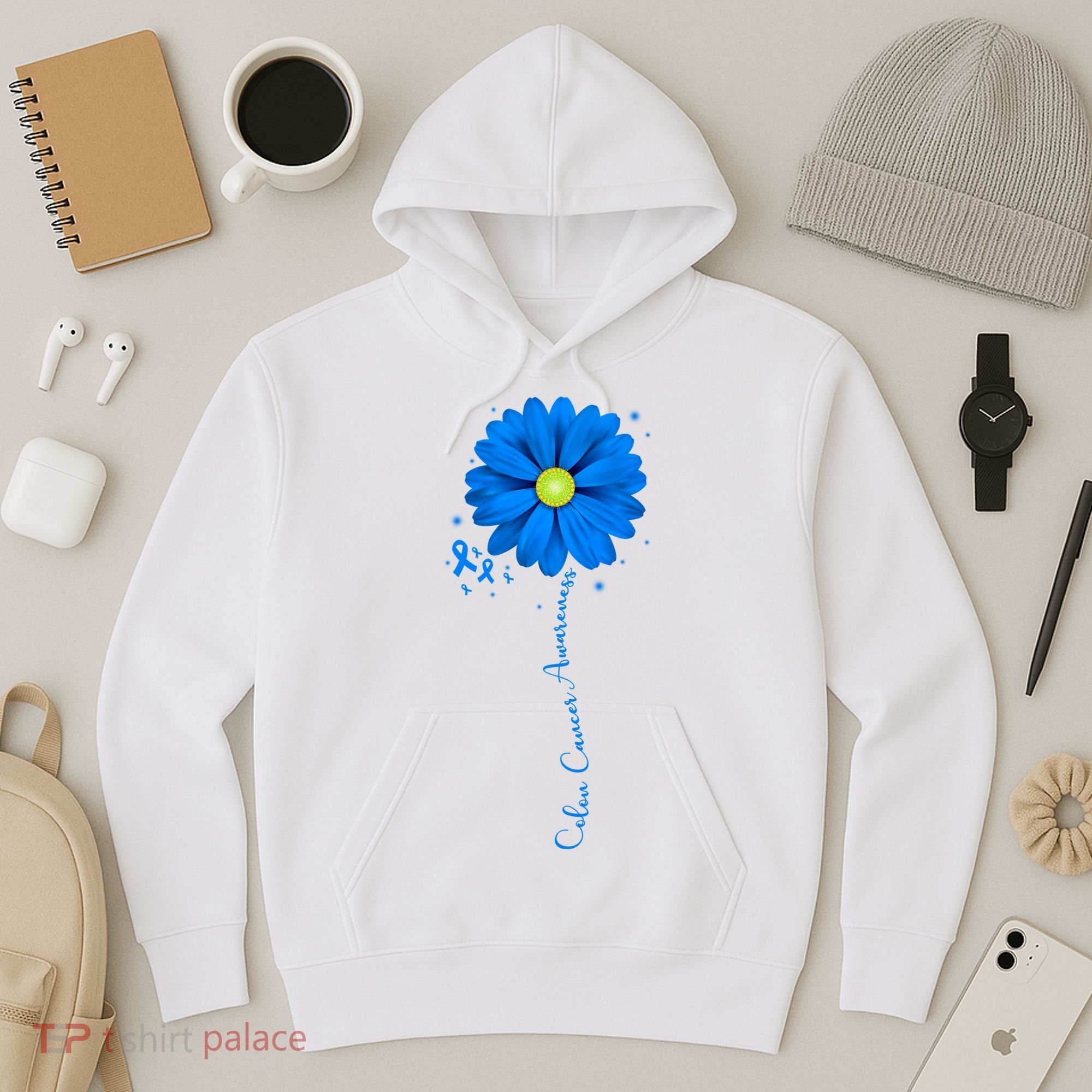 Colon Cancer Awareness Sunflower Ribbon Hoodie