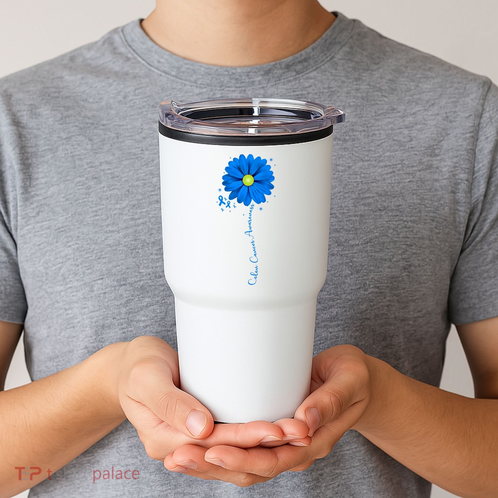 Colon Cancer Awareness Sunflower Ribbon Tumbler