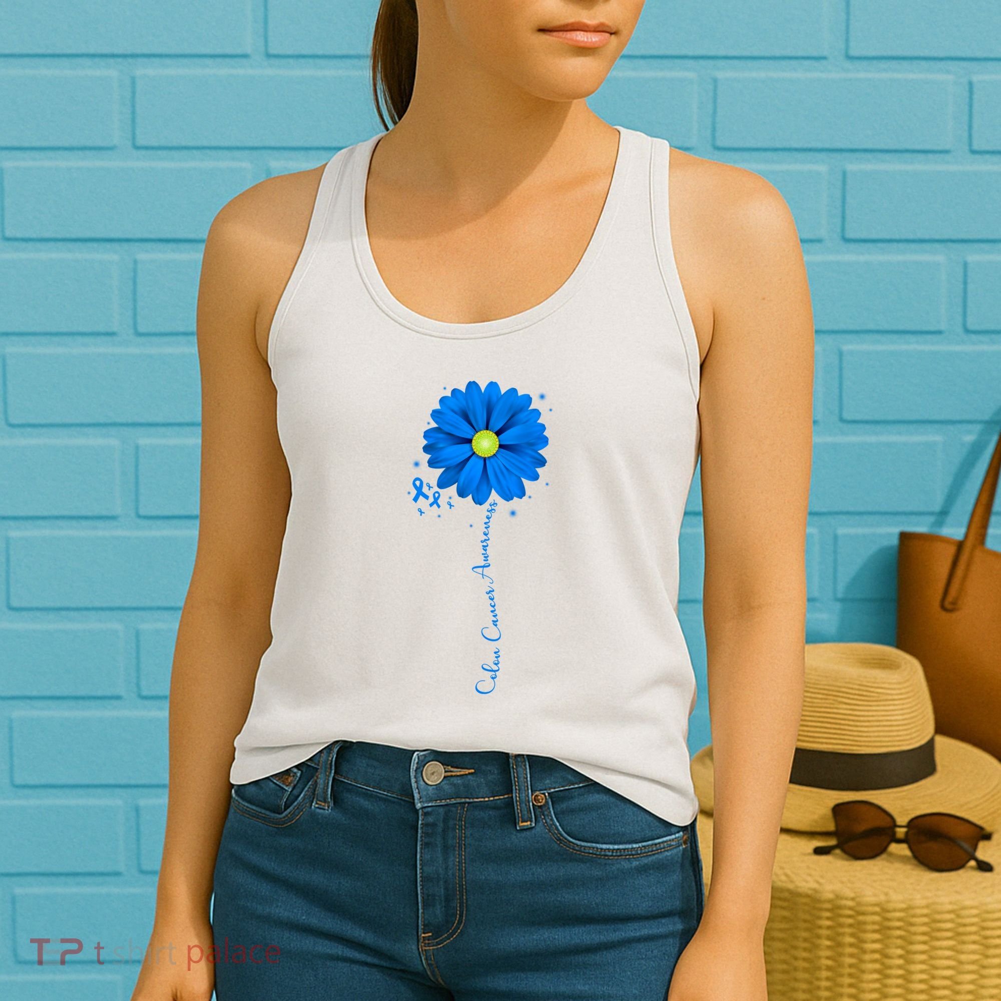 Colon Cancer Awareness Sunflower Ribbon Women's Tank Top
