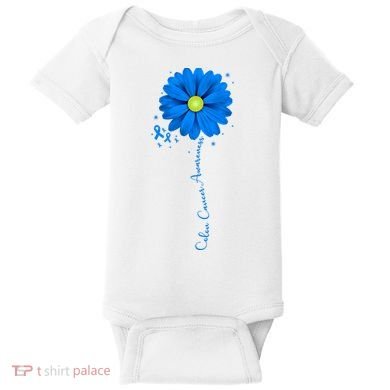 Colon Cancer Awareness Sunflower Ribbon Baby Bodysuit