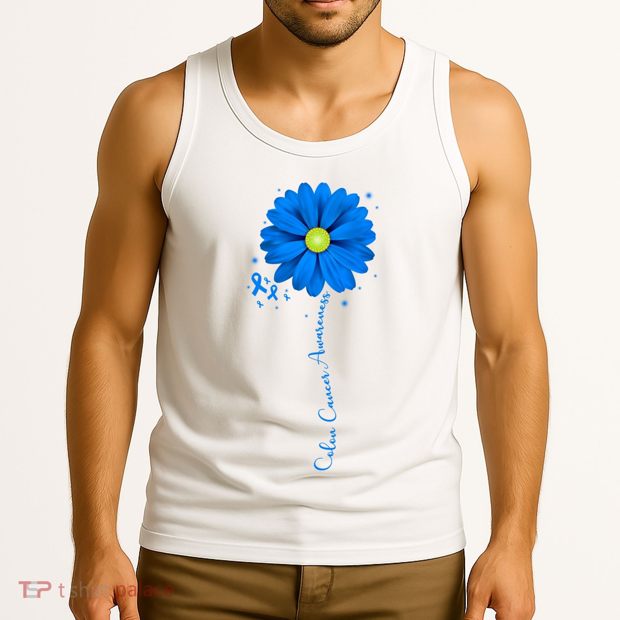 Colon Cancer Awareness Sunflower Ribbon Tank Top