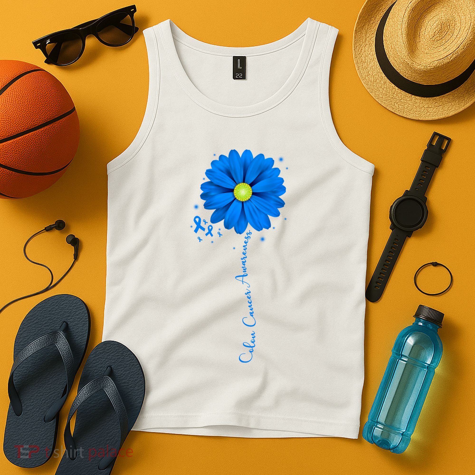 Colon Cancer Awareness Sunflower Ribbon Tank Top