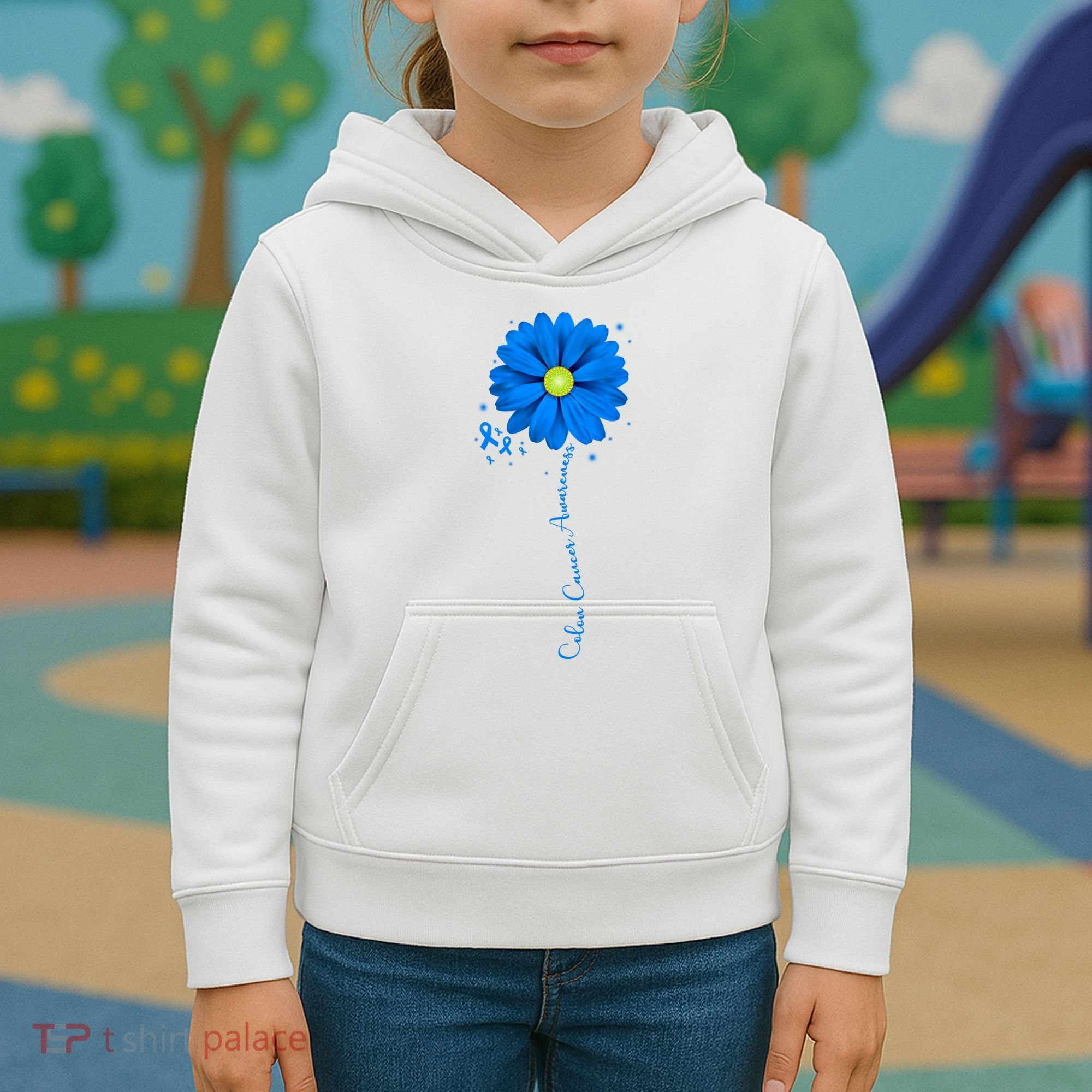 Colon Cancer Awareness Sunflower Ribbon Kids Hoodie