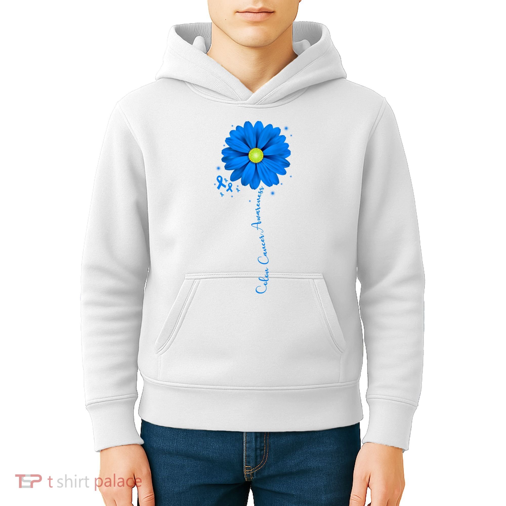 Colon Cancer Awareness Sunflower Ribbon Kids Hoodie