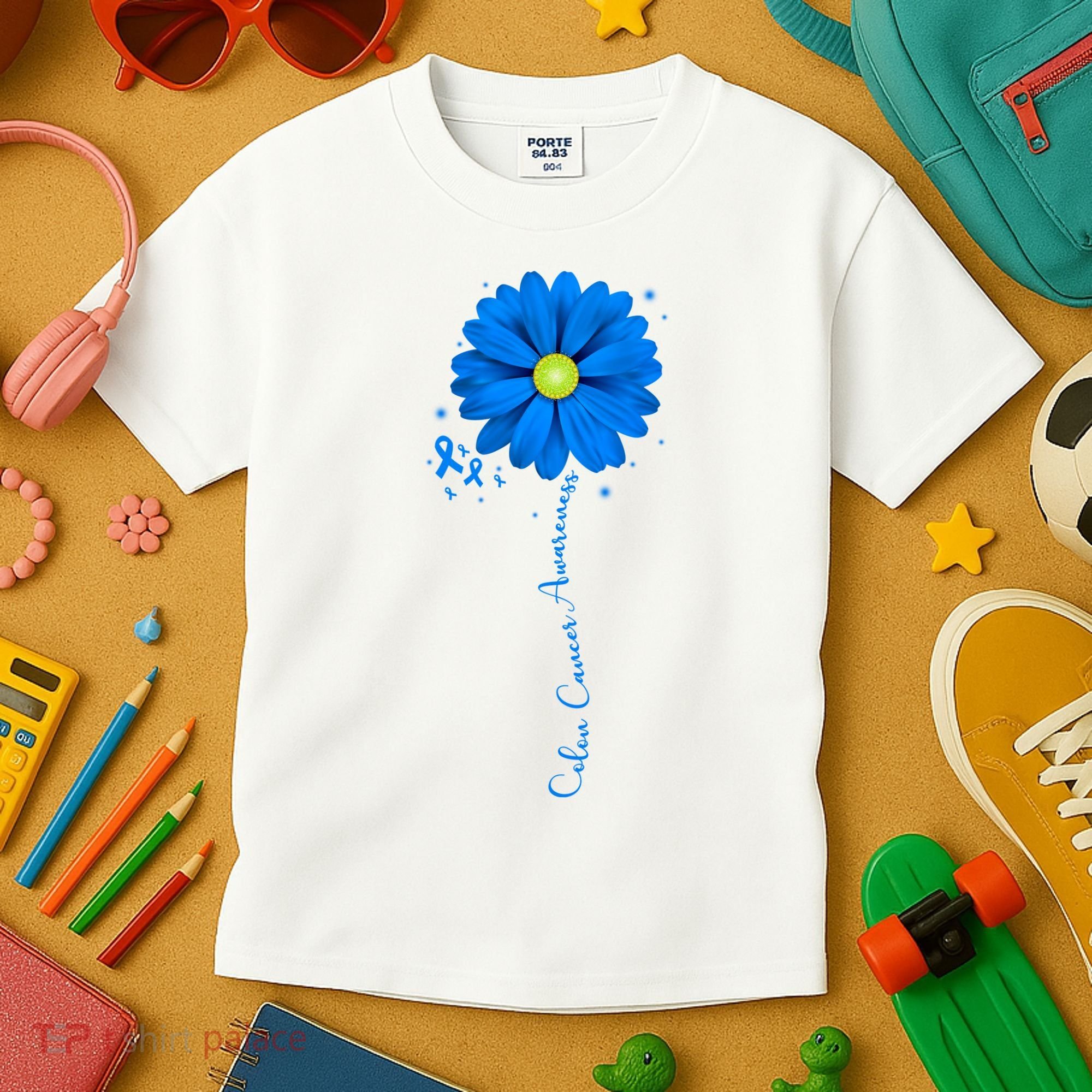 Colon Cancer Awareness Sunflower Ribbon Kids T-Shirt
