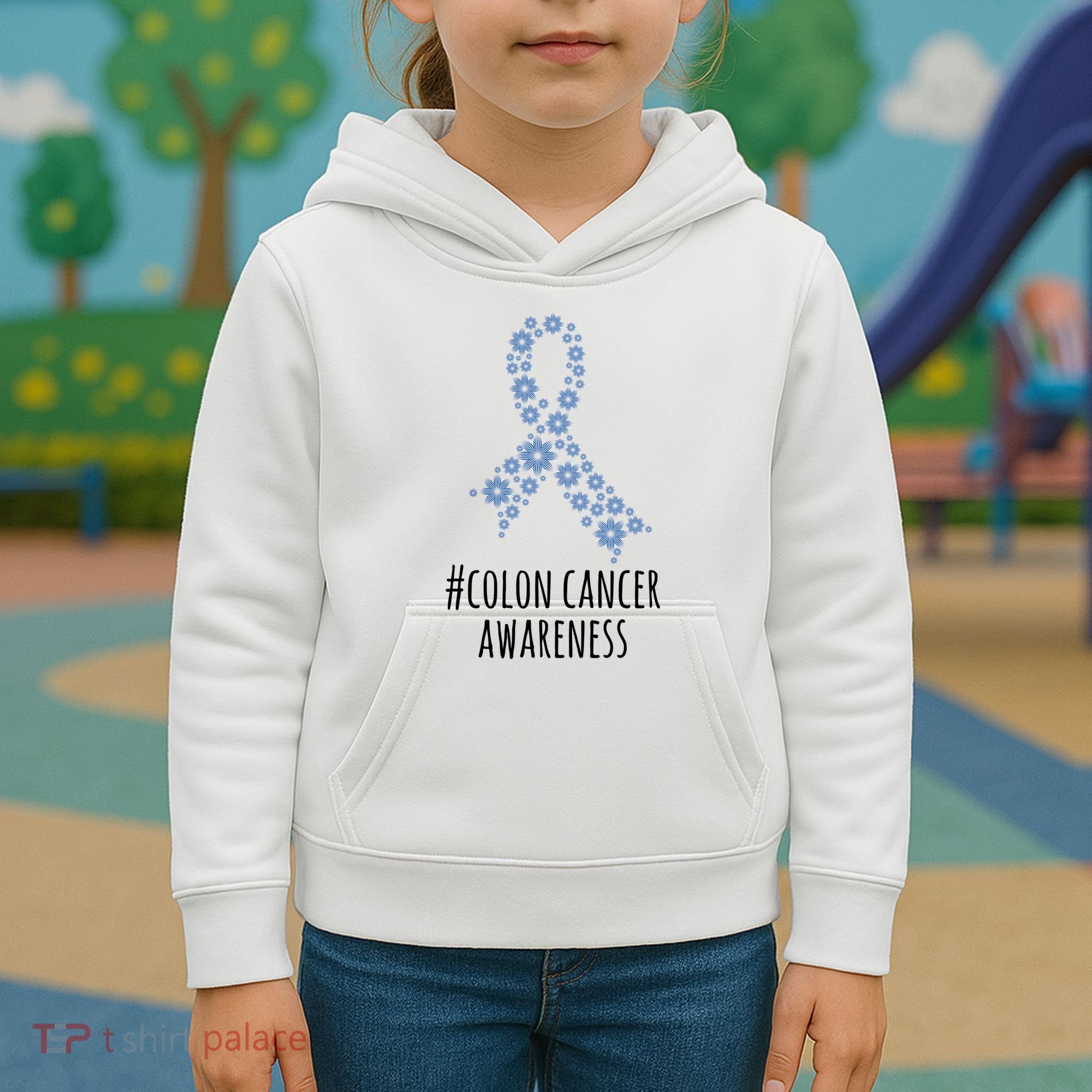 Colon Cancer Awareness Ribbon Kids Hoodie