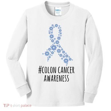 Colon Cancer Awareness Ribbon Kids Long Sleeve Shirt
