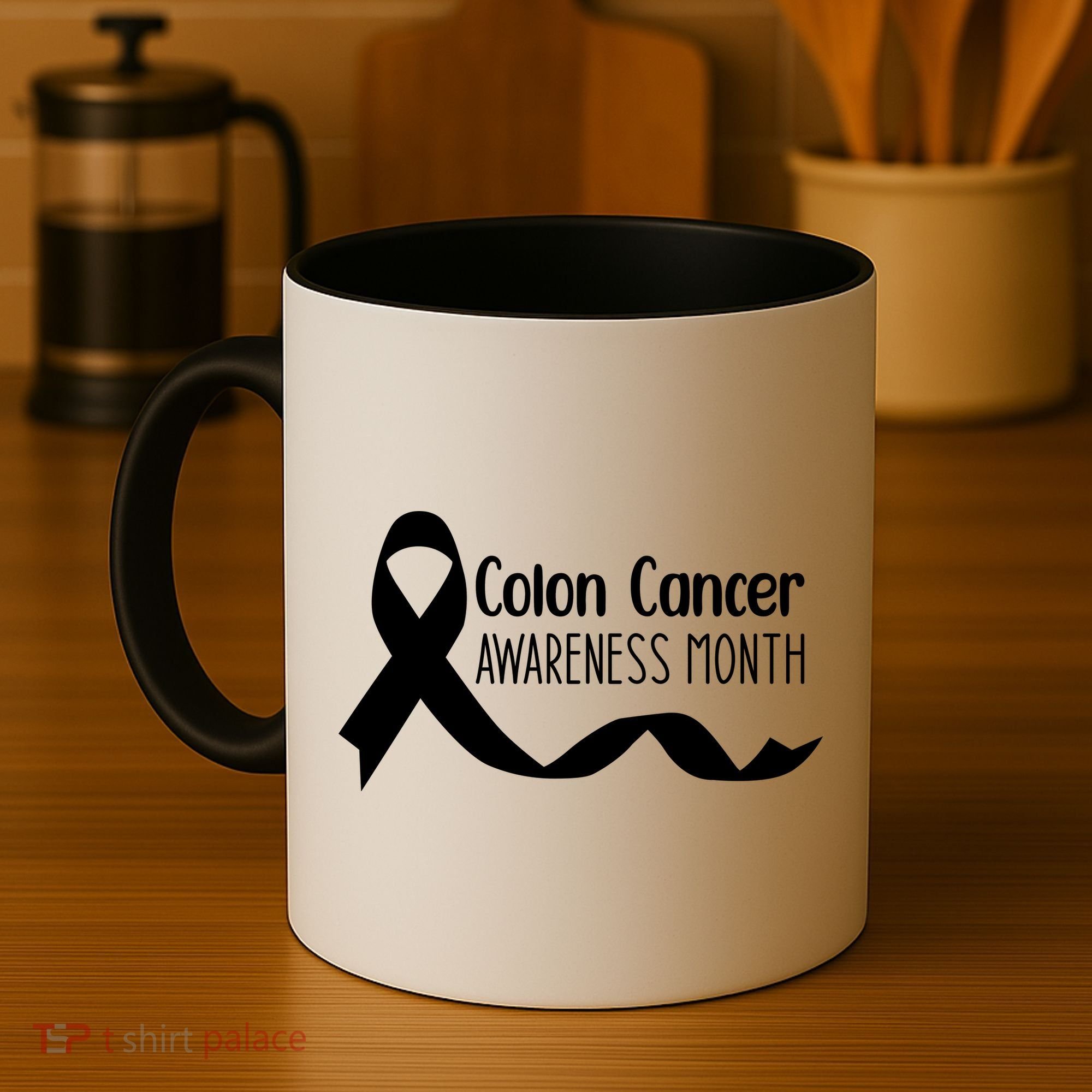 Colon Cancer Awareness Month Black Coffee Mug