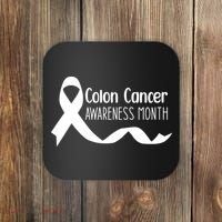 Colon Cancer Awareness Month Black Coaster thumb 0