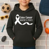 Colon Cancer Awareness Month Black Kids Hoodie thumb 2