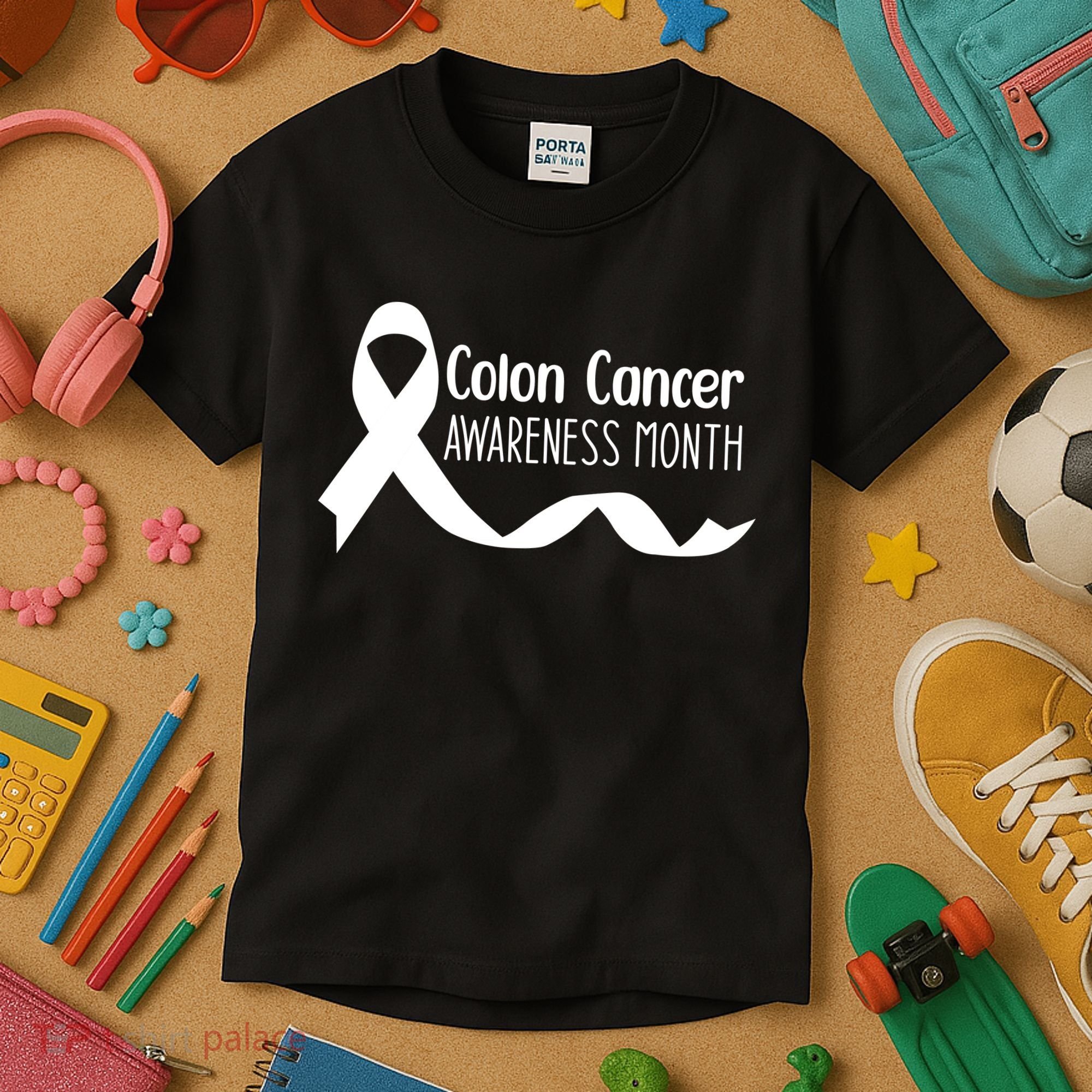 Colon Cancer Awareness Month Black Kids T-Shirt