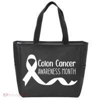 Colon Cancer Awareness Month Black Tote Bag thumb 0