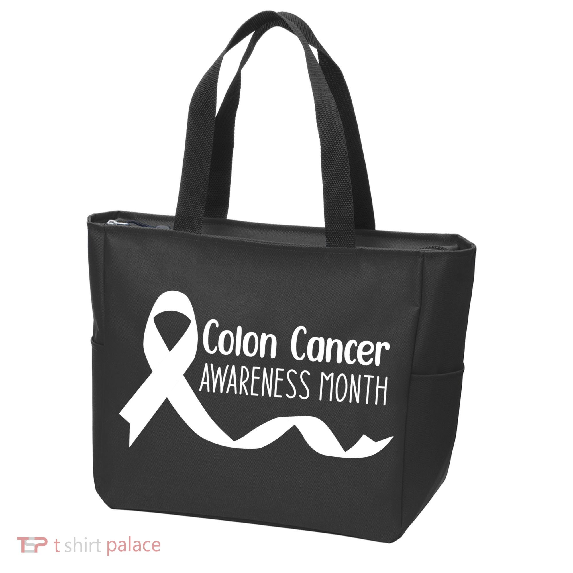 Colon Cancer Awareness Month Black Tote Bag