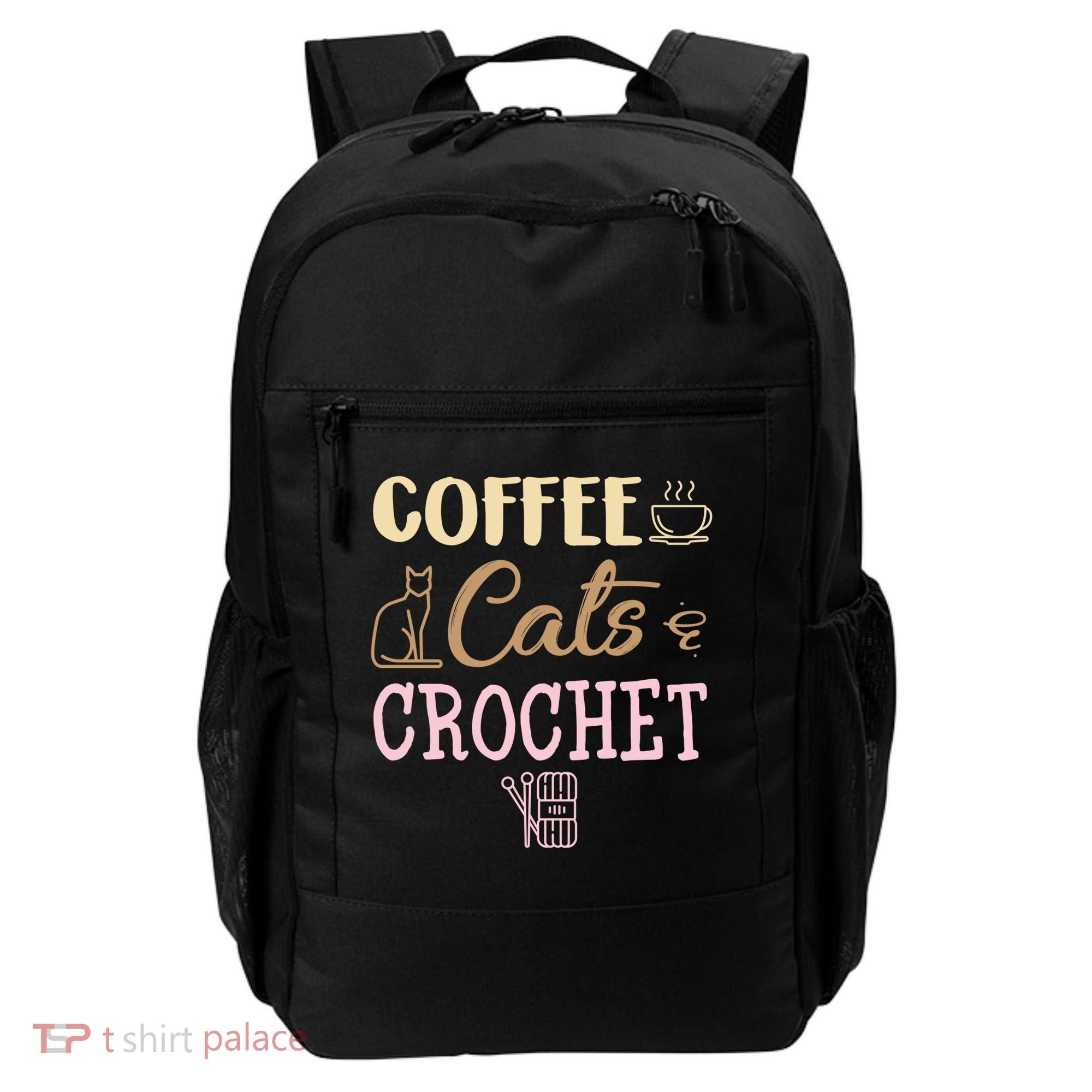 Coffee Cats And Crochet Knitting And Crocheting For Cat Lovers Meaningful Gift Backpack
