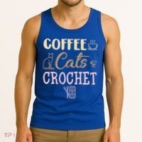 Coffee Cats And Crochet Knitting And Crocheting For Cat Lovers Meaningful Gift Tank Top thumb 3