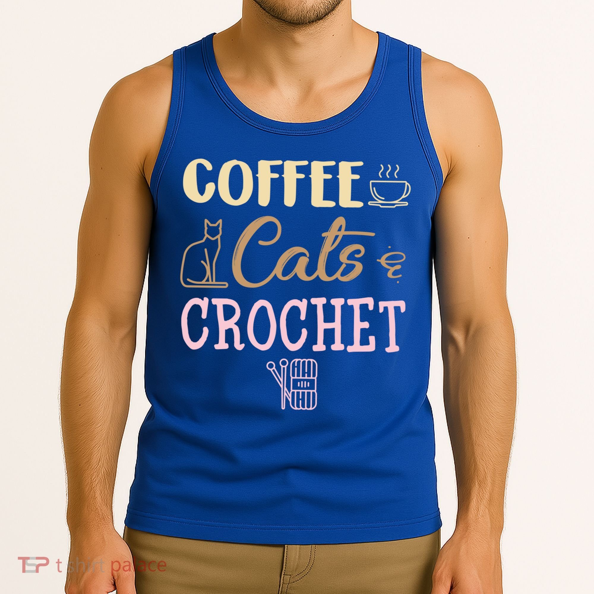 Coffee Cats And Crochet Knitting And Crocheting For Cat Lovers Meaningful Gift Tank Top