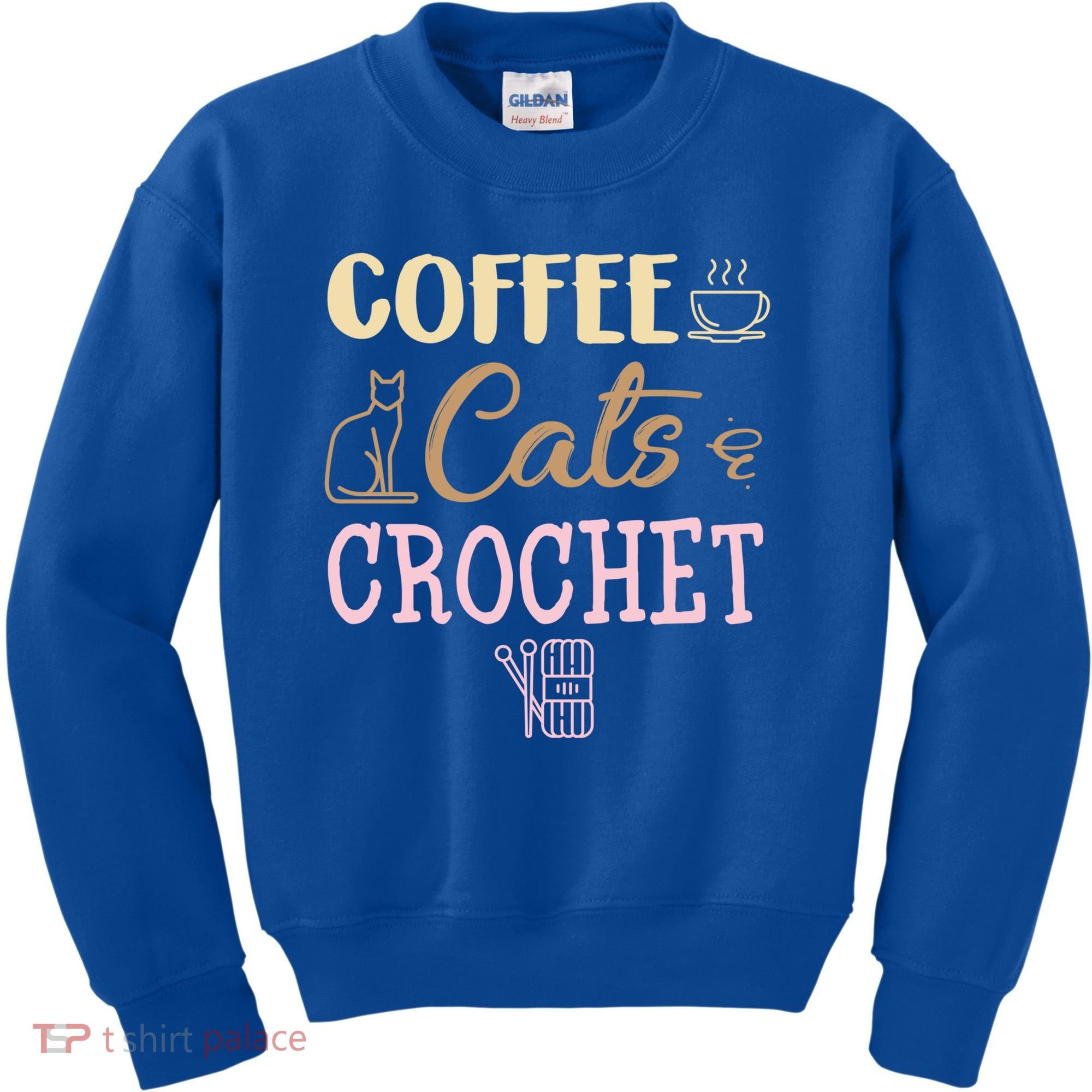 Coffee Cats And Crochet Knitting And Crocheting For Cat Lovers Meaningful Gift Kids Sweatshirt